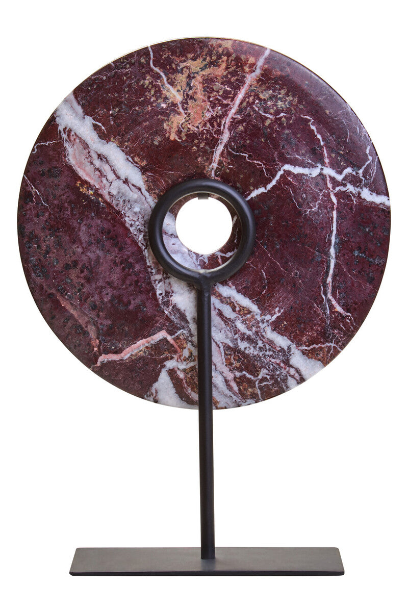 Orsina Salmo Small Red Marble Round Disc Sculpture | 20cm Accent