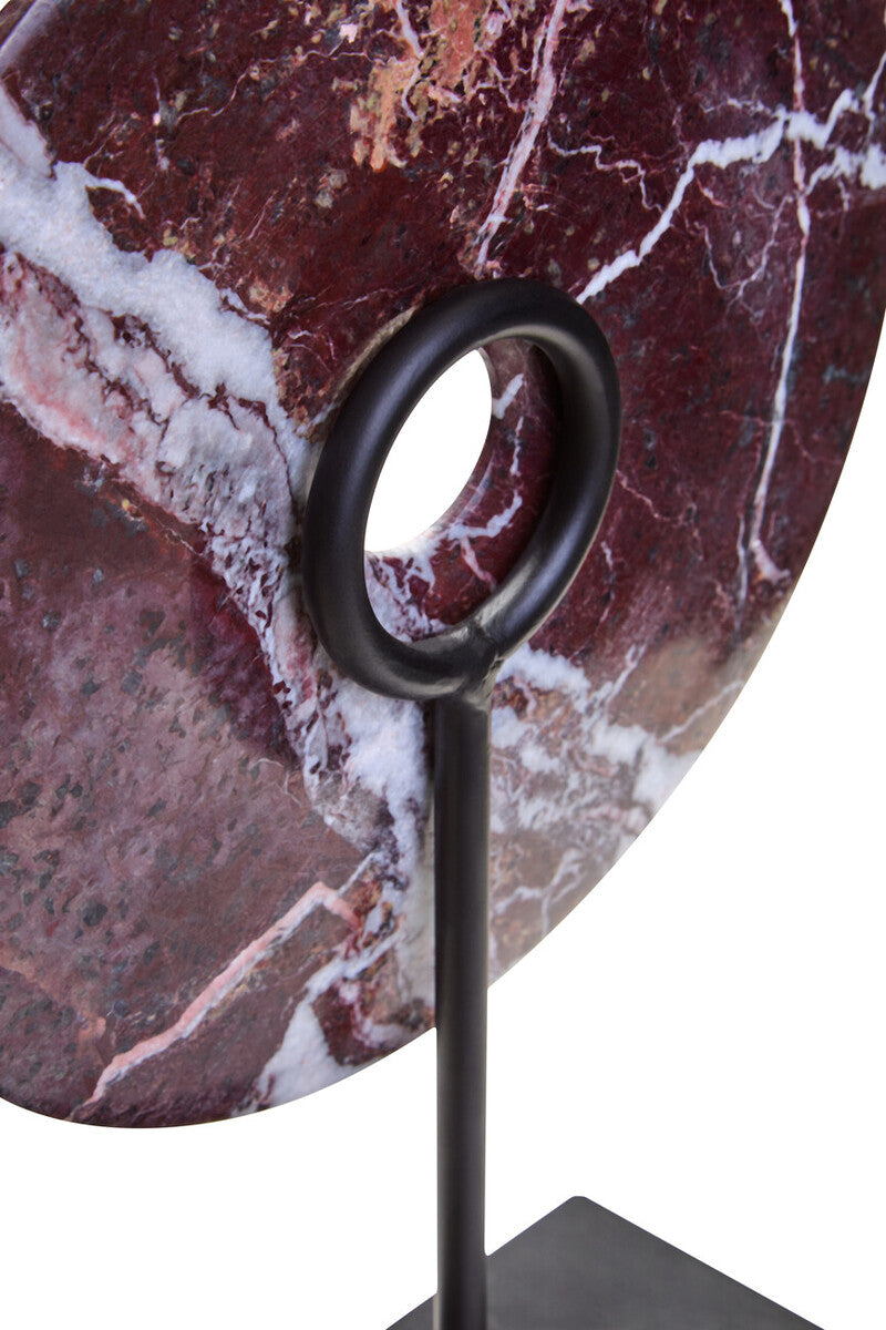 Orsina Salmo Small Red Marble Round Disc Sculpture | 20cm Accent