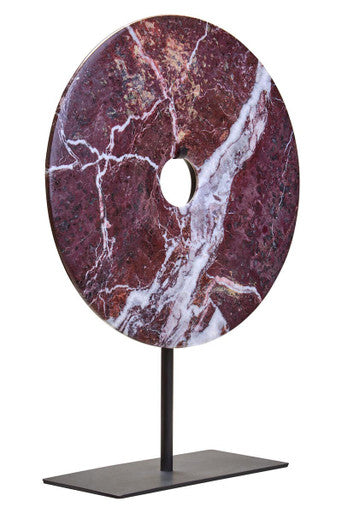 Orsina Salmo Red Marble Disc Sculpture – 25cm Round Stone Ornament