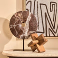 Orsina Salmo Small Red Marble Round Disc Sculpture | 20cm Accent