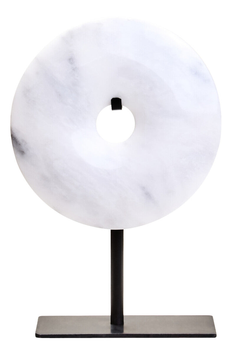 Orsina Zoro Grey Marble Disc Sculpture – 15cm Round Modern Decor