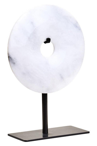 Orsina Zoro Grey Marble Disc Sculpture – 15cm Round Modern Decor