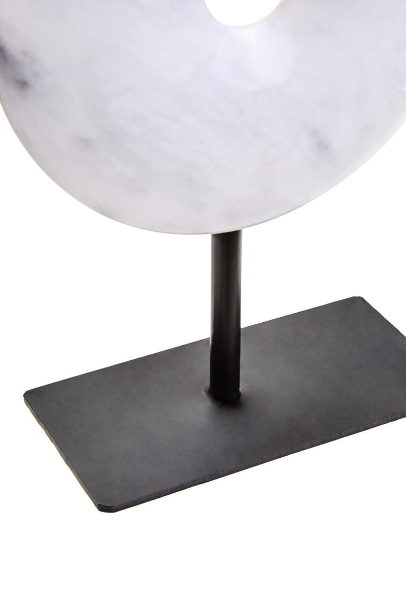 Orsina Zoro Grey Marble Disc Sculpture – 15cm Round Modern Decor