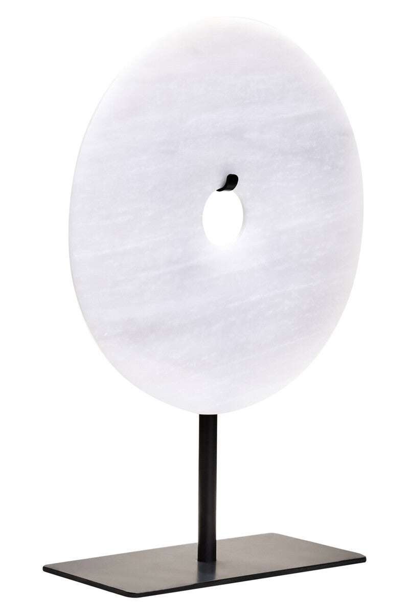 Orsina Zoro Grey Marble Disc Sculpture | 20cm Round Modern Decor