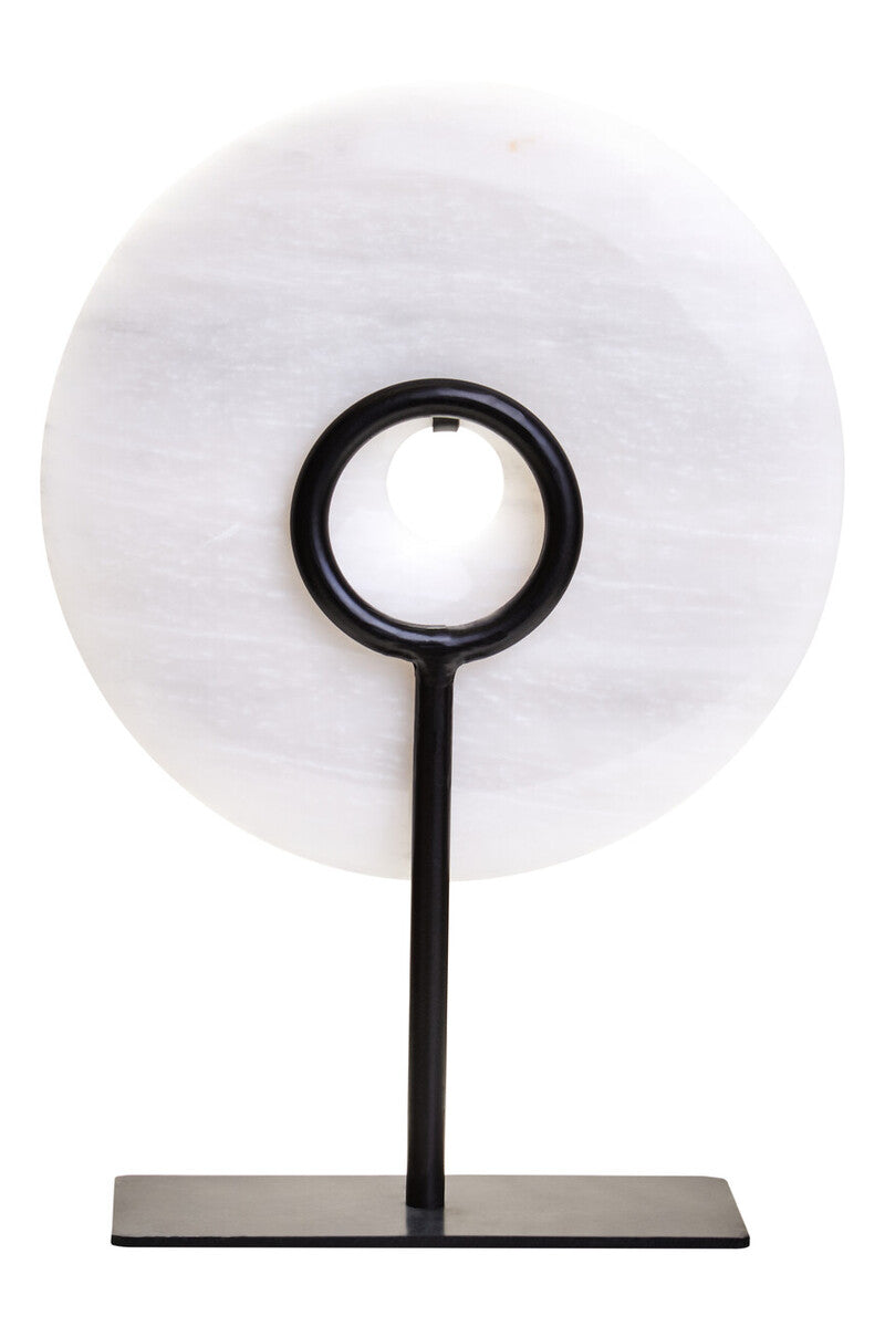 Orsina Zoro Grey Marble Disc Sculpture | 20cm Round Modern Decor