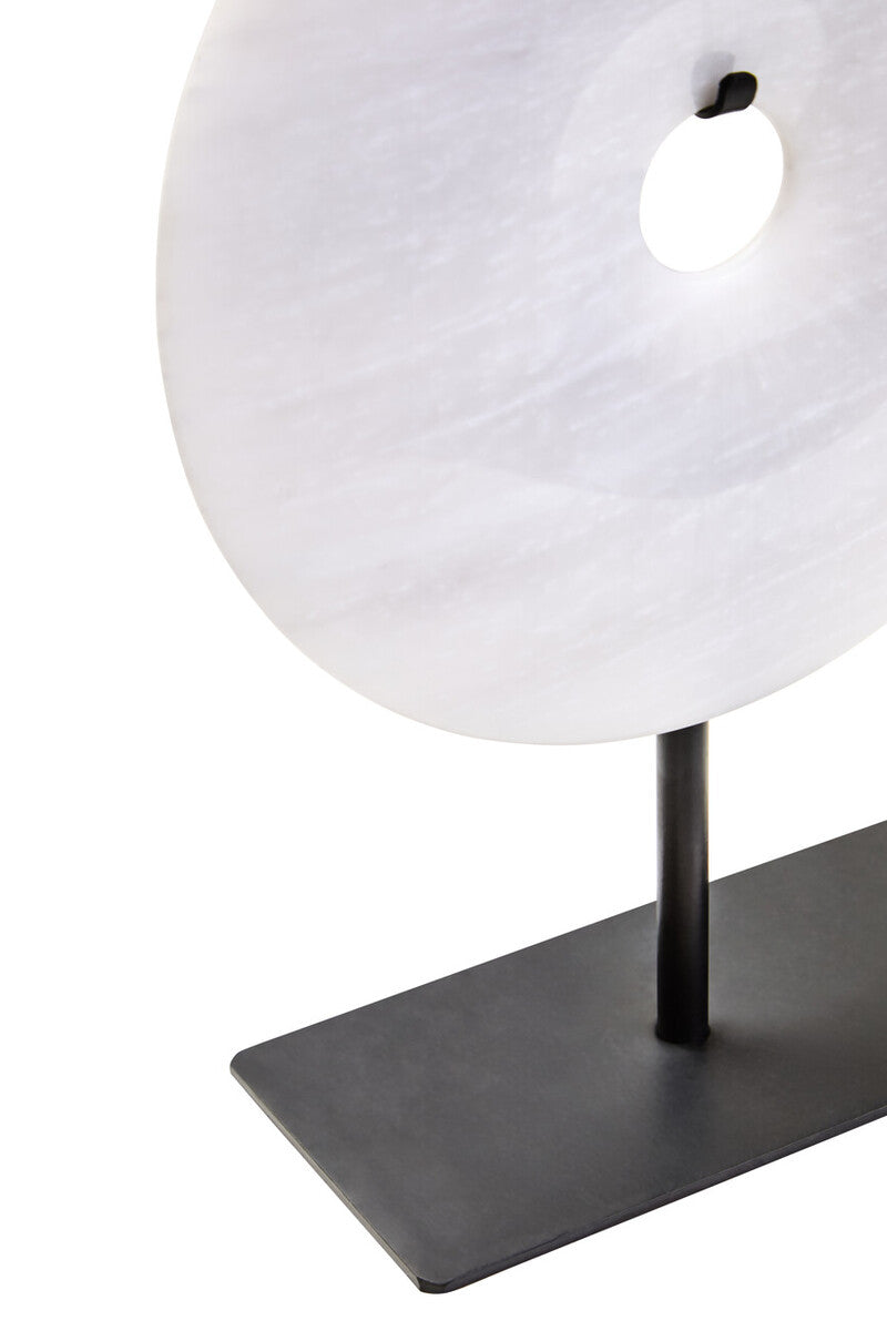 Orsina Zoro Grey Marble Disc Sculpture | 20cm Round Modern Decor