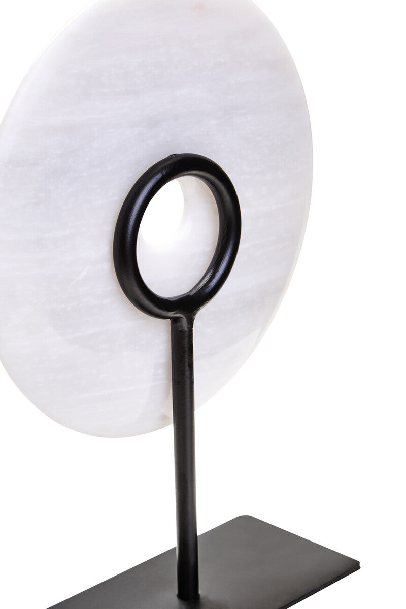 Orsina Zoro Grey Marble Disc Sculpture | 20cm Round Modern Decor