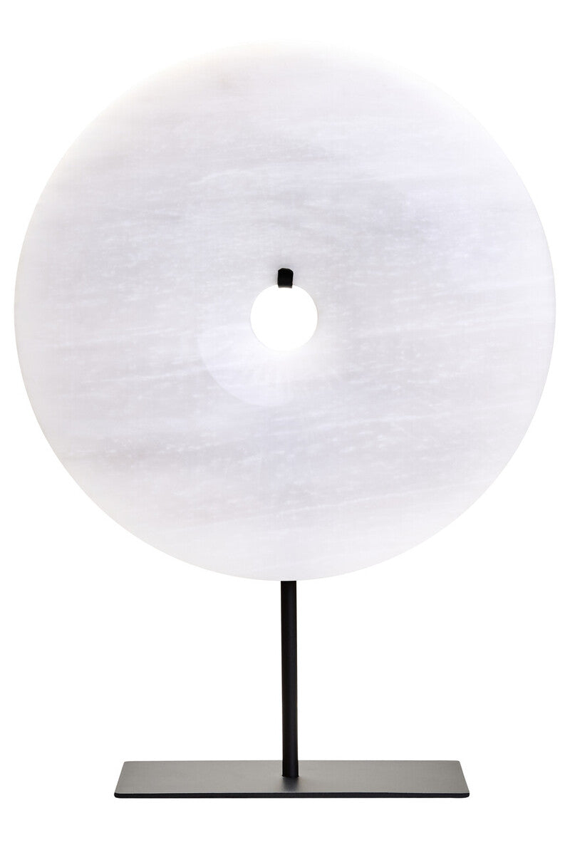 Orsina Zoro Large Grey Marble Disc Sculpture | 30cm Round Stone Decor