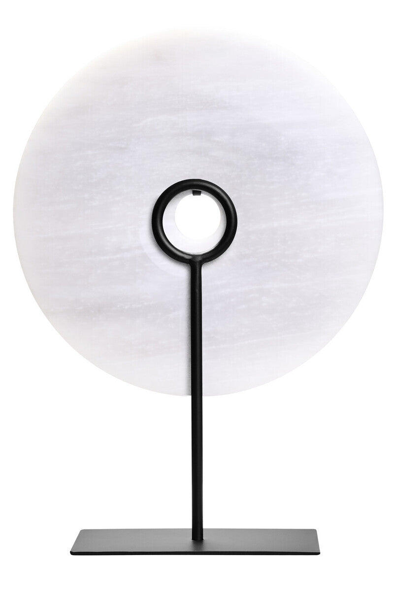 Orsina Zoro Large Grey Marble Disc Sculpture | 30cm Round Stone Decor