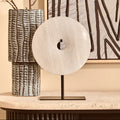 Orsina Zoro Large Grey Marble Disc Sculpture | 30cm Round Stone Decor