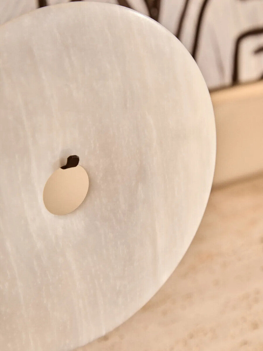 Orsina Zoro Large Grey Marble Disc Sculpture | 30cm Round Stone Decor