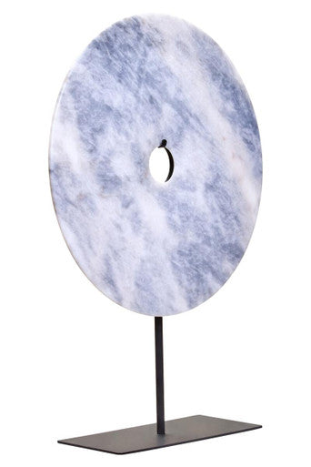 Orsina Zoro Grey Marble Disc Sculpture – 35cm Round Modern Decor