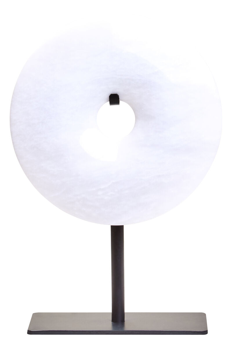Orsina Zoro White Marble Disc Sculpture – 15cm Round Tabletop Art
