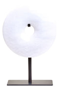 Orsina Zoro White Marble Disc Sculpture – 15cm Round Tabletop Art