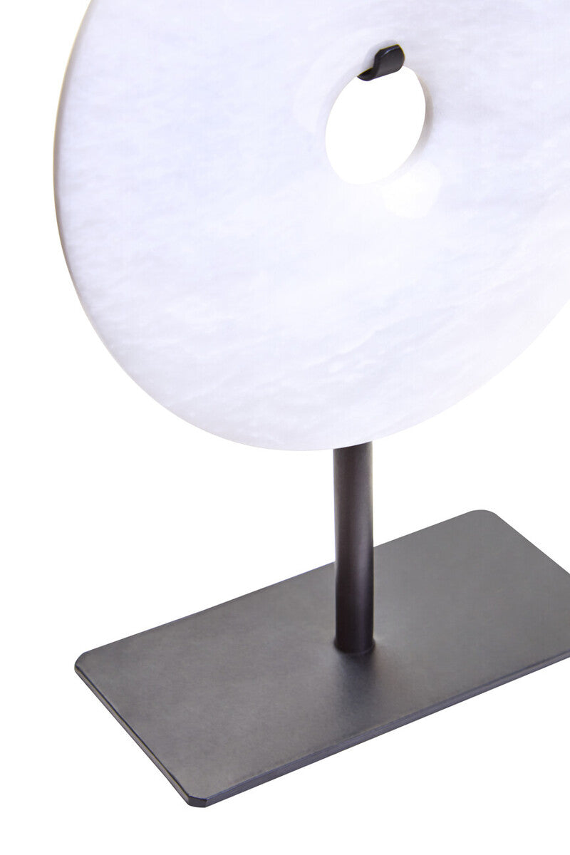 Orsina Zoro White Marble Disc Sculpture – 15cm Round Tabletop Art