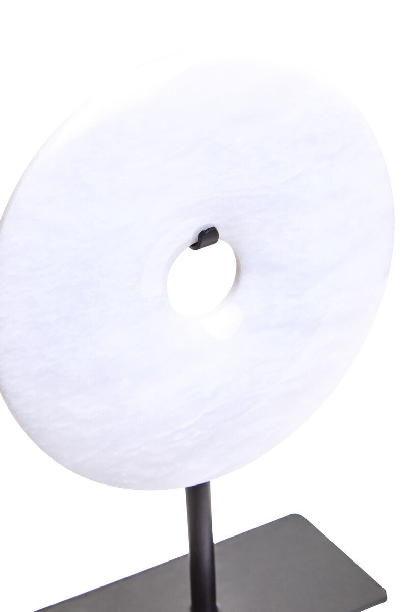 Orsina Zoro White Marble Disc Sculpture – 15cm Round Tabletop Art