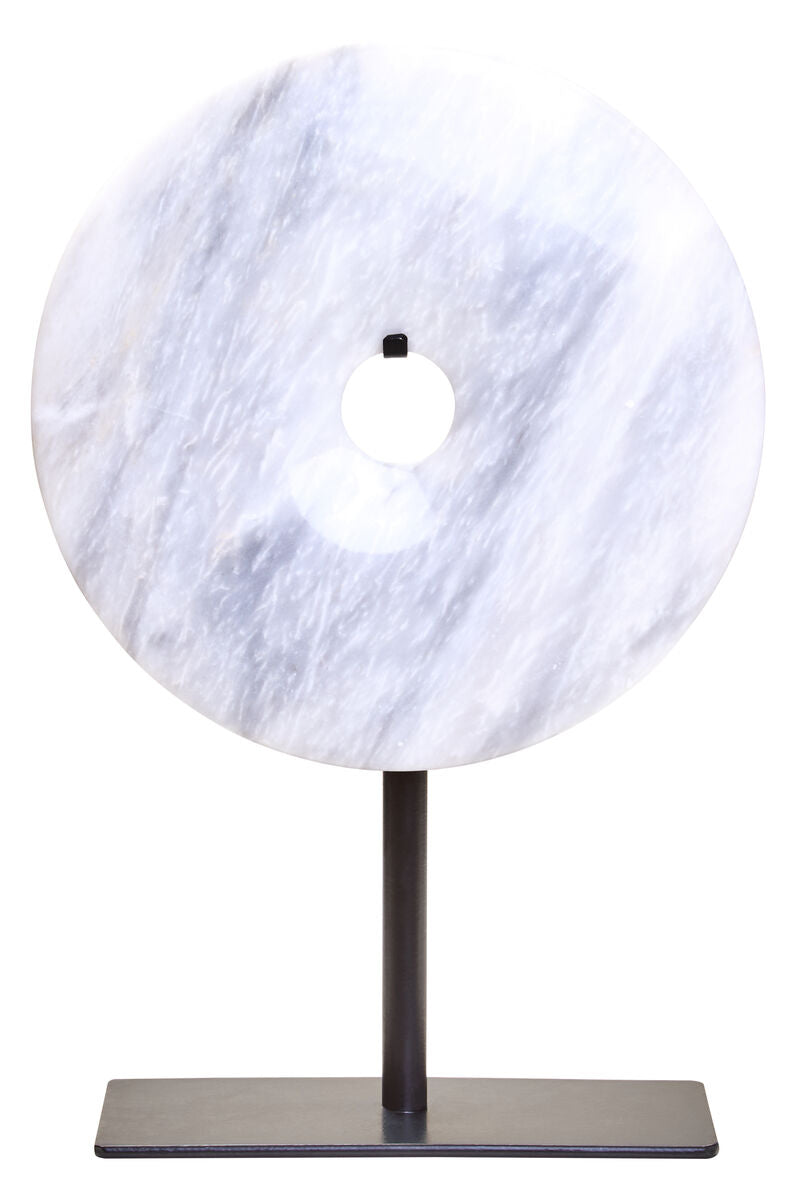 Orsina Zoro White Marble Disc Sculpture – 20cm Round Tabletop Art
