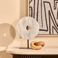 Orsina Zoro White Marble Disc Sculpture – 20cm Round Tabletop Art