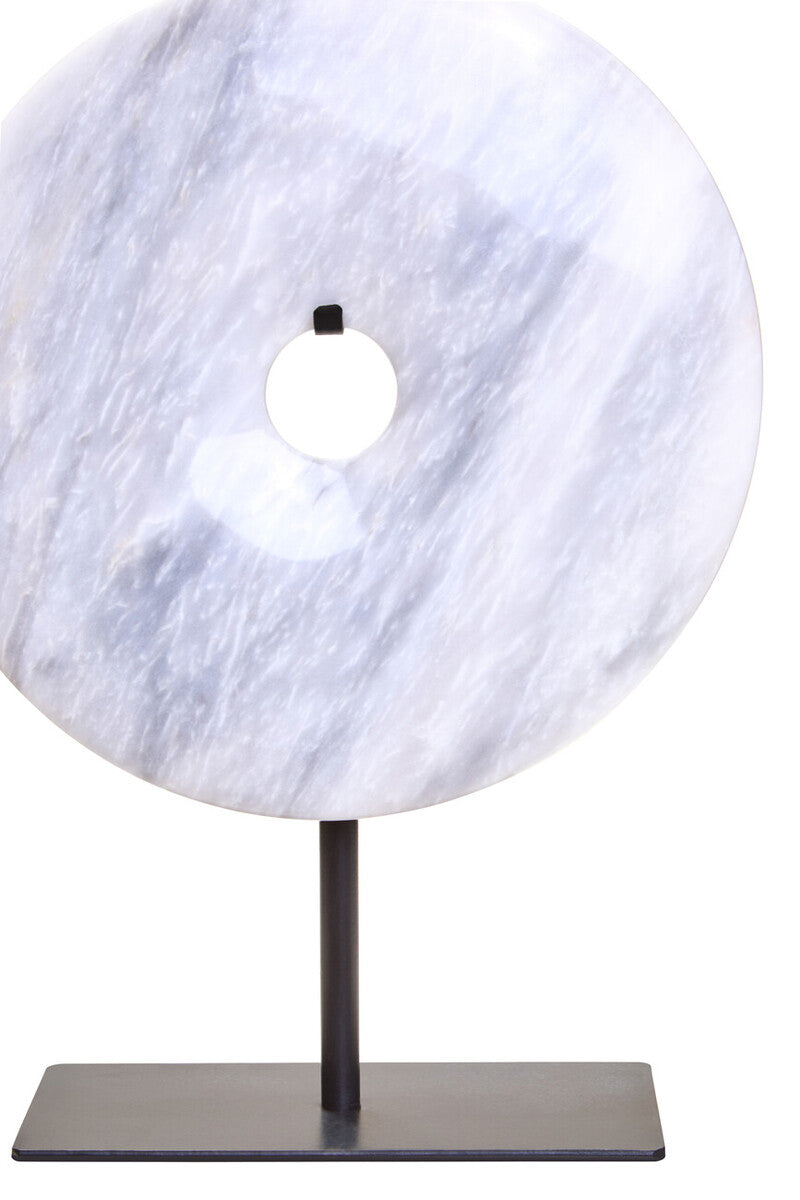 Orsina Zoro White Marble Disc Sculpture – 20cm Round Tabletop Art