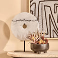Orsina Zoro White Marble Disc Sculpture | 25cm Round Tabletop Art