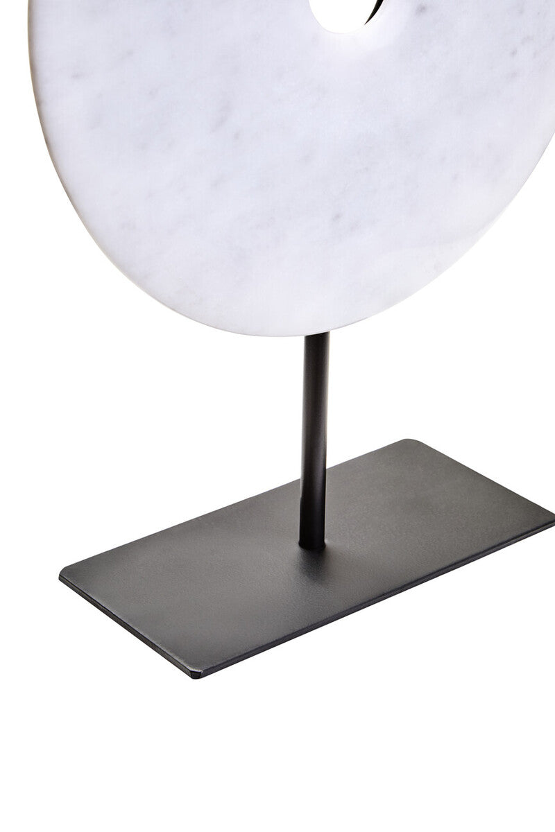 Orsina Zoro White Marble Disc Sculpture | 25cm Round Tabletop Art