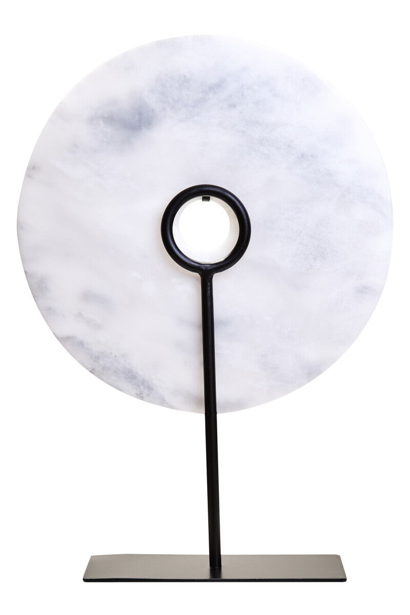 Orsina Zoro White Marble Round Disc Sculpture – 30cm Modern Art