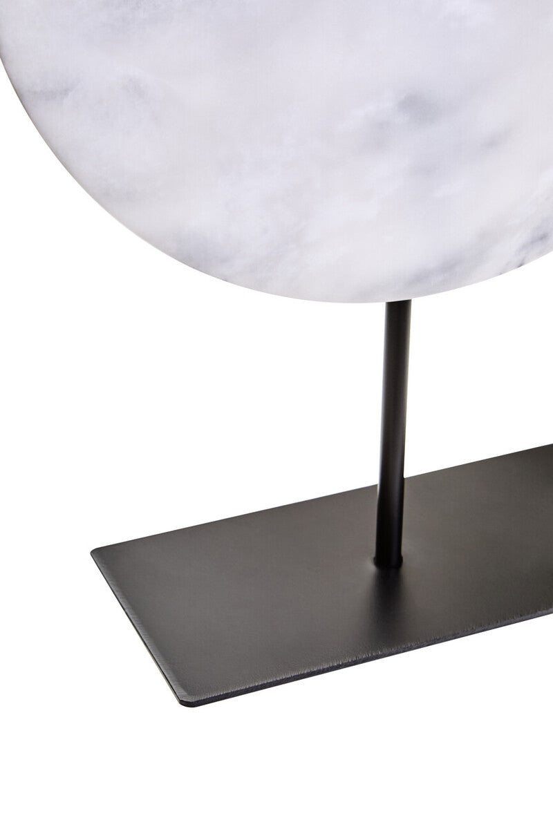 Orsina Zoro White Marble Round Disc Sculpture – 30cm Modern Art