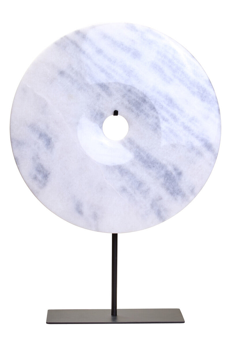 Orsina Zoro White Marble Round Disc Sculpture | 35cm Modern Art