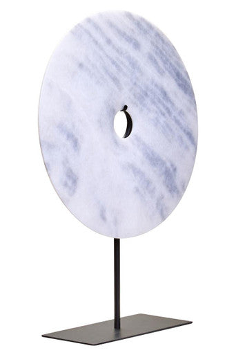 Orsina Zoro White Marble Round Disc Sculpture | 35cm Modern Art