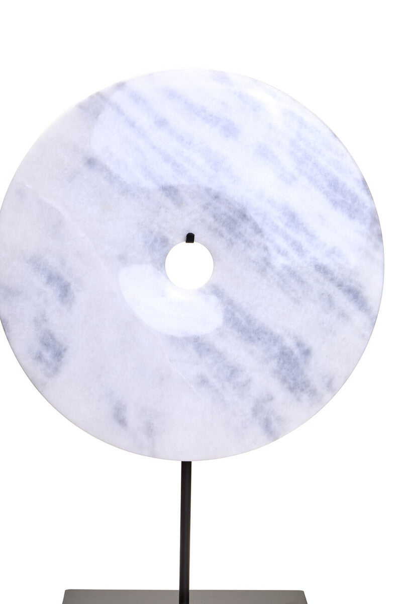 Orsina Zoro White Marble Round Disc Sculpture | 35cm Modern Art