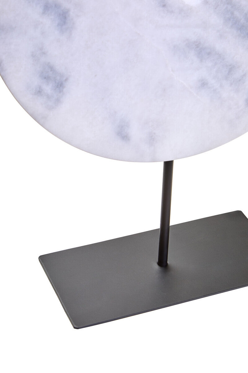 Orsina Zoro White Marble Round Disc Sculpture | 35cm Modern Art