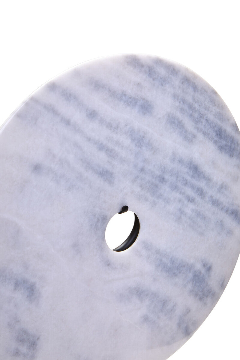 Orsina Zoro White Marble Round Disc Sculpture | 35cm Modern Art