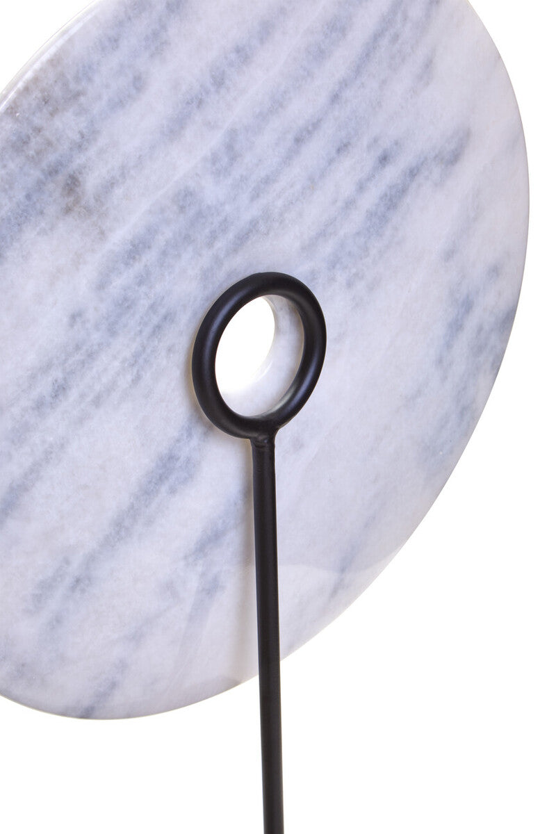 Orsina Zoro White Marble Round Disc Sculpture | 35cm Modern Art