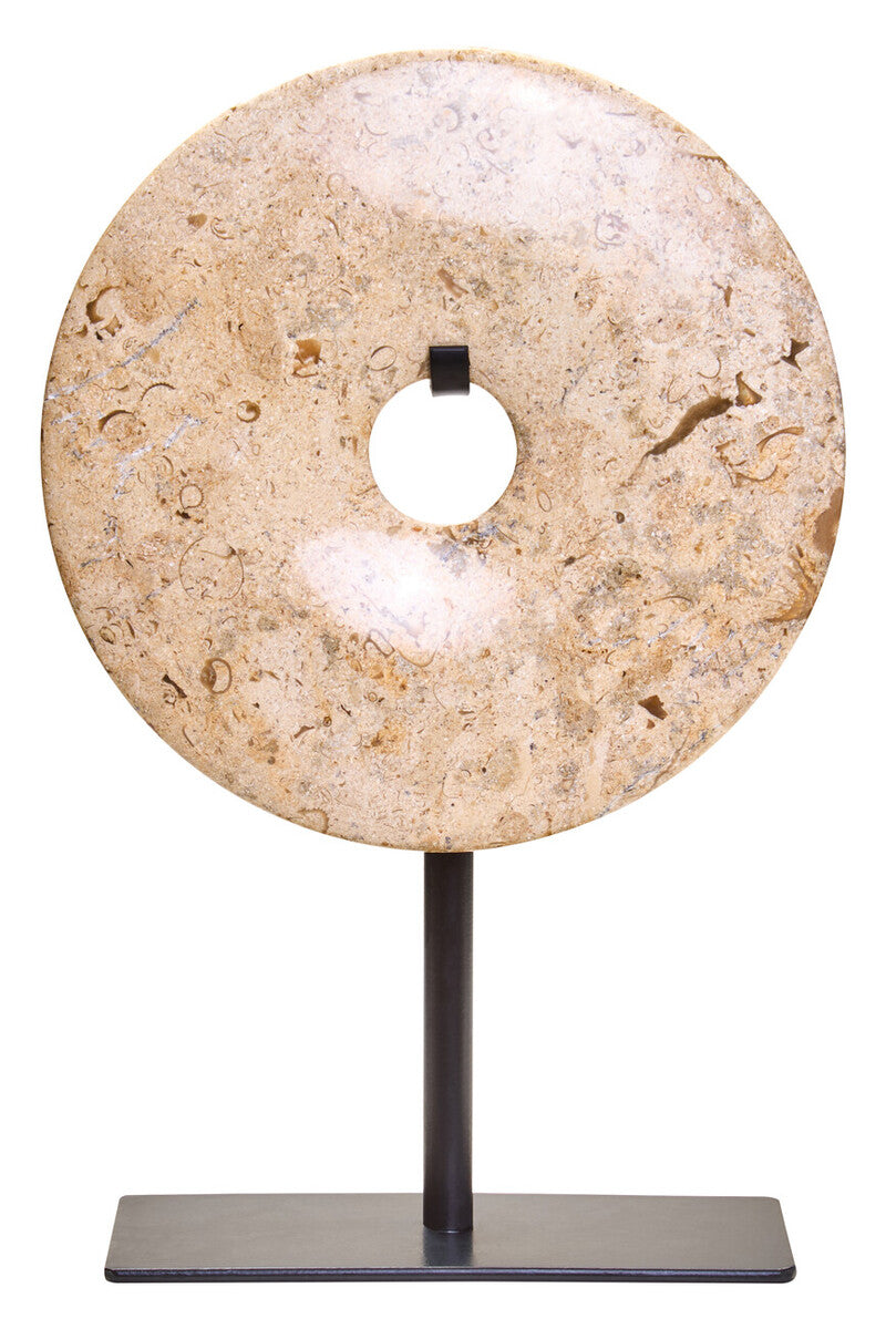 Orsina Zoro Small Speckled Marble Disc Sculpture - 20cm Round