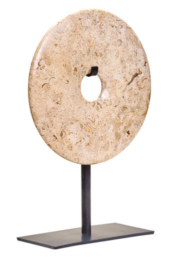 Orsina Zoro Small Speckled Marble Disc Sculpture - 20cm Round
