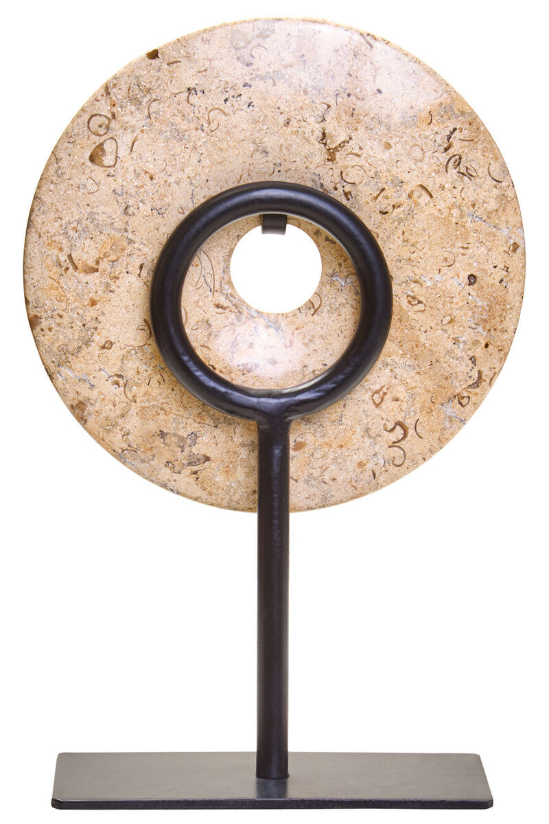 Orsina Zoro Small Speckled Marble Disc Sculpture - 20cm Round
