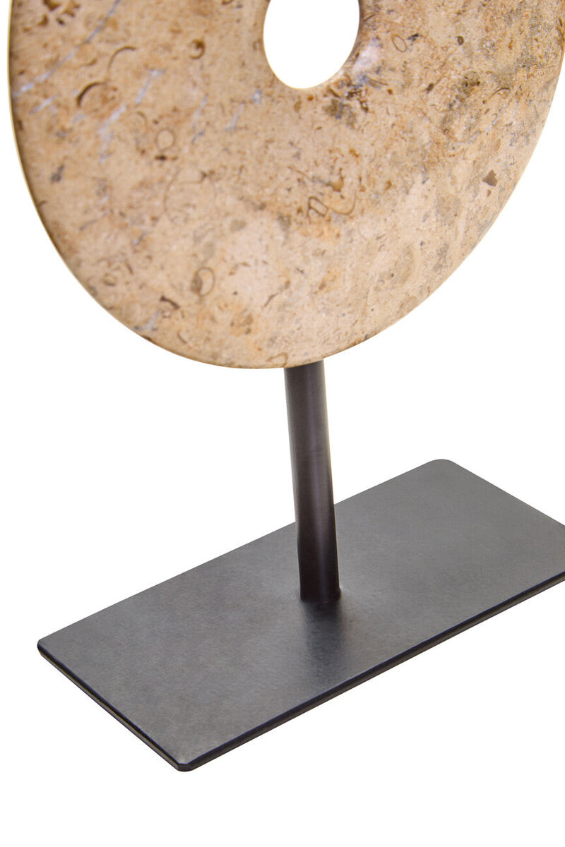 Orsina Zoro Small Speckled Marble Disc Sculpture - 20cm Round