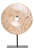 Orsina Zoro Large Natural Speckled Marble Round Disc Sculpture | 30cm