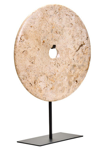 Orsina Zoro Large Natural Speckled Marble Round Disc Sculpture | 30cm