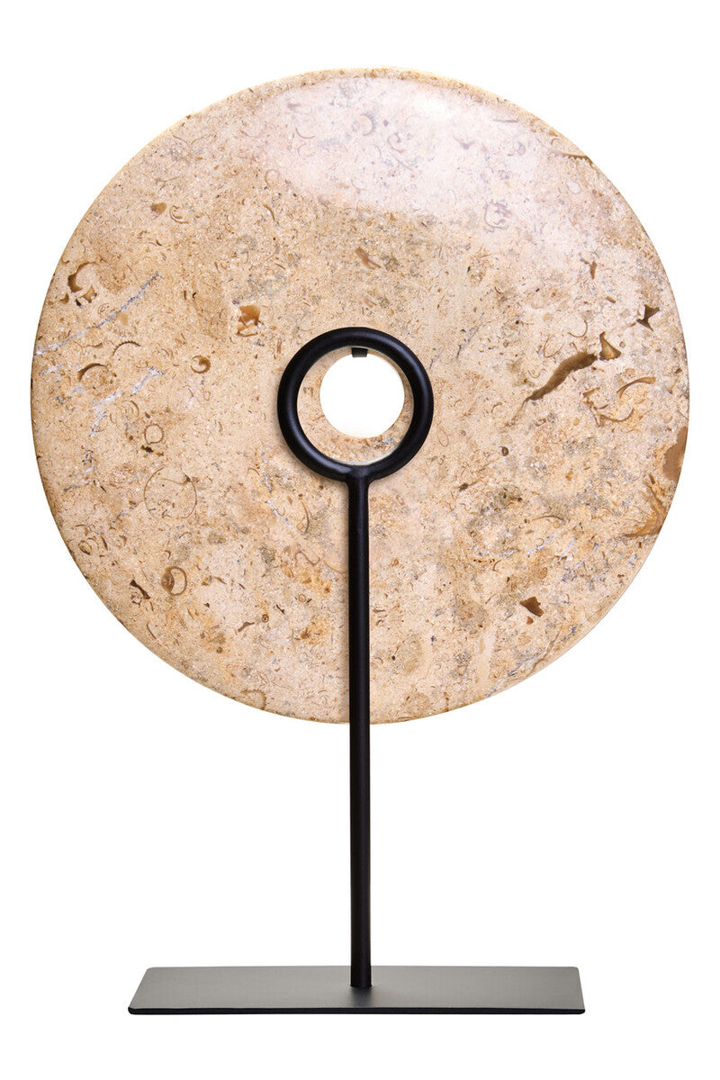 Orsina Zoro Large Natural Speckled Marble Round Disc Sculpture | 30cm