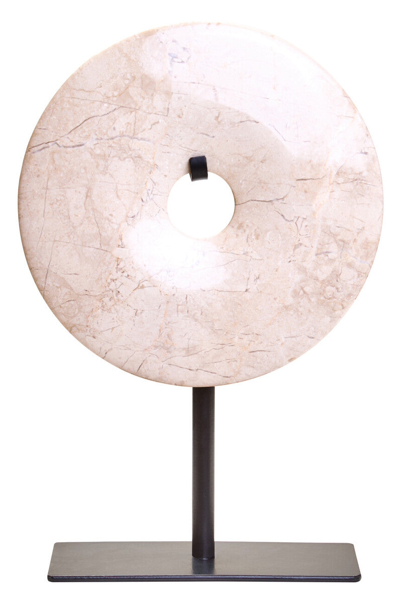 Orsina Zoro Cream Marble Disc Sculpture – 15cm Round Tabletop Art