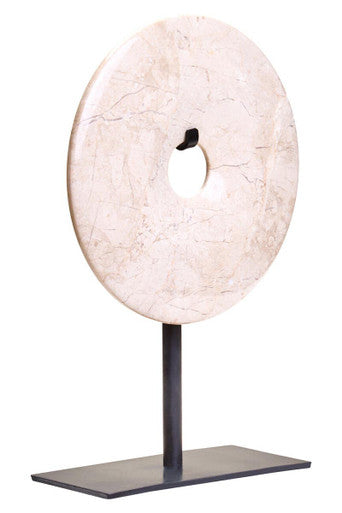 Orsina Zoro Cream Marble Disc Sculpture – 15cm Round Tabletop Art