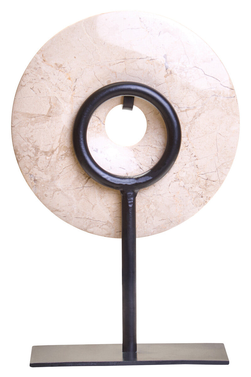 Orsina Zoro Cream Marble Disc Sculpture – 15cm Round Tabletop Art