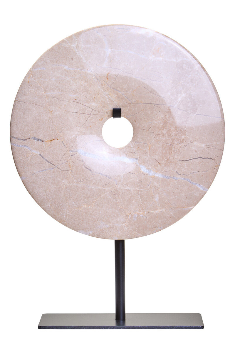 Orsina Zoro Small Cream Marble Round Disc Sculpture – 20cm Tabletop Art