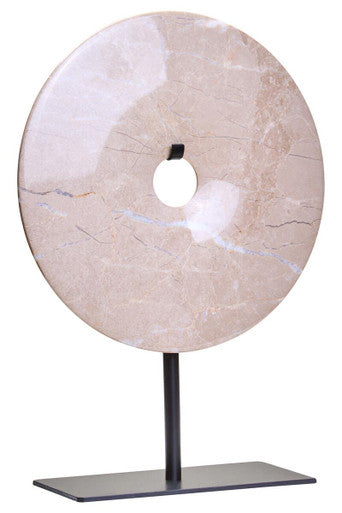 Orsina Zoro Small Cream Marble Round Disc Sculpture – 20cm Tabletop Art