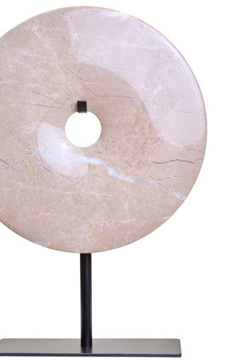 Orsina Zoro Small Cream Marble Round Disc Sculpture – 20cm Tabletop Art