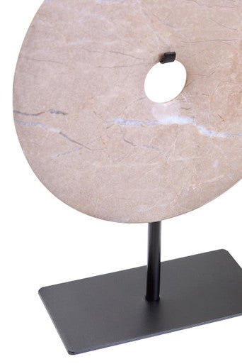 Orsina Zoro Small Cream Marble Round Disc Sculpture – 20cm Tabletop Art