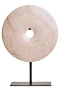 Orsina Zoro Medium Cream Marble Round Disc Sculpture – 25cm