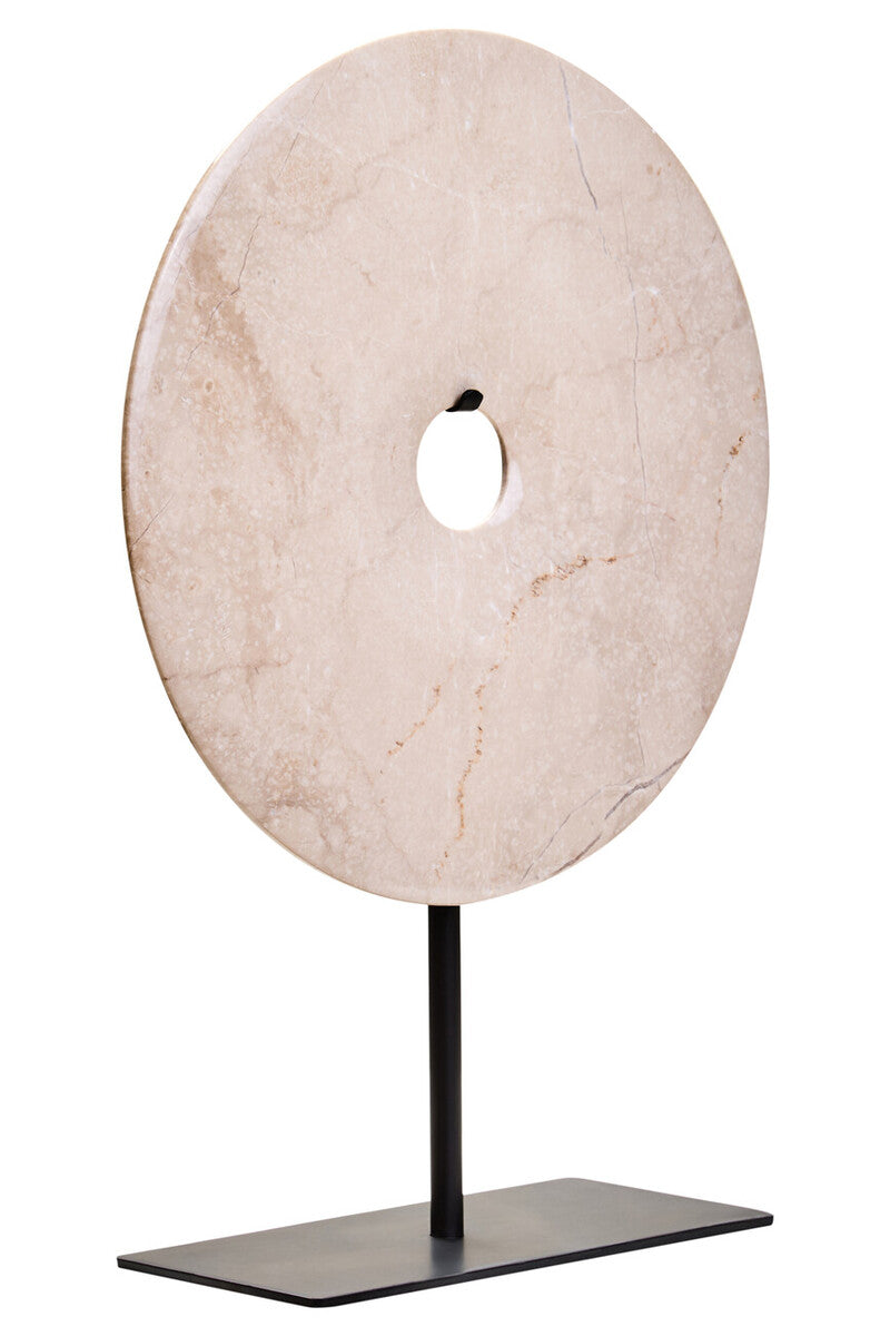 Orsina Zoro Medium Cream Marble Round Disc Sculpture – 25cm