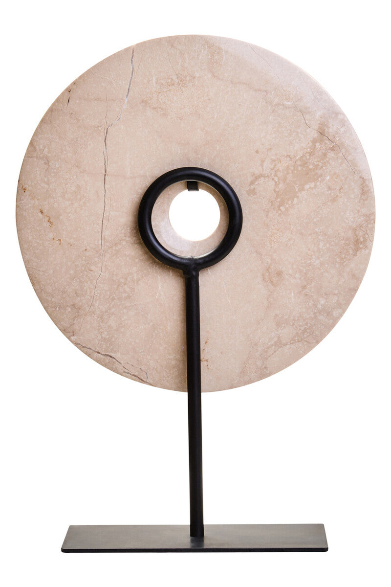 Orsina Zoro Medium Cream Marble Round Disc Sculpture – 25cm